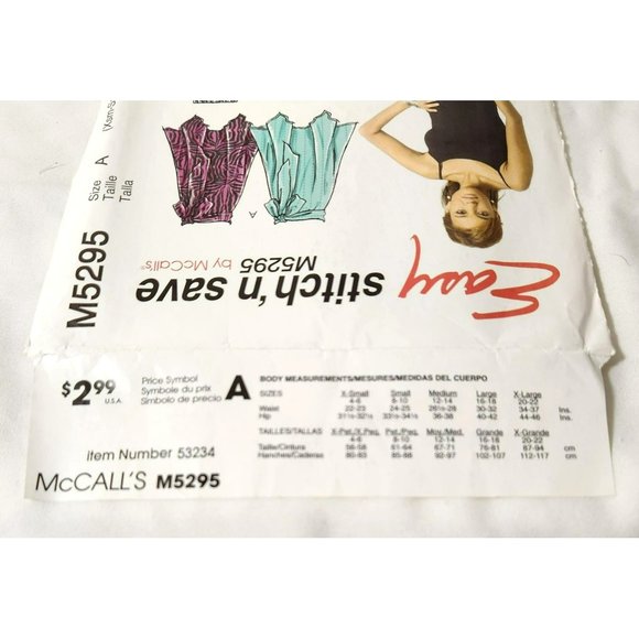 Easy Stitch n Save M5295 McCalls Size A Xsm, Sml, Med Sewing Pattern UNCUT - Picture 6 of 8